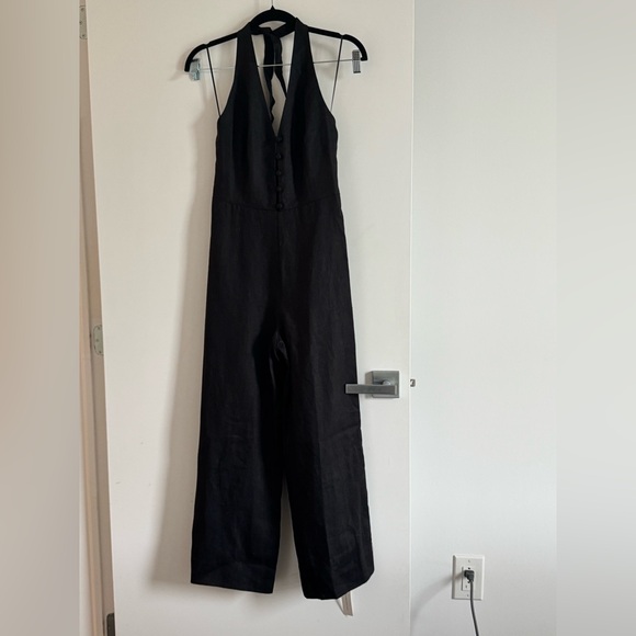 NWT Reformation Black Linen Halter Jumpsuit – Size 4P - Picture 5 of 12